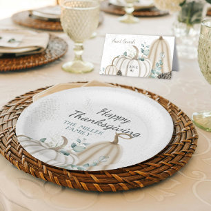 Rustic Pumpkins Farmhouse Happy Thanksgiving Paper Plates