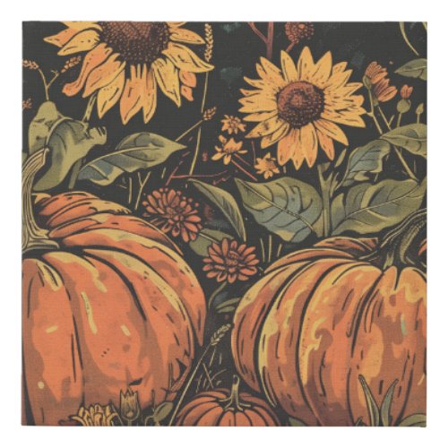 Rustic Pumpkins Faux Wrapped Canvas Print