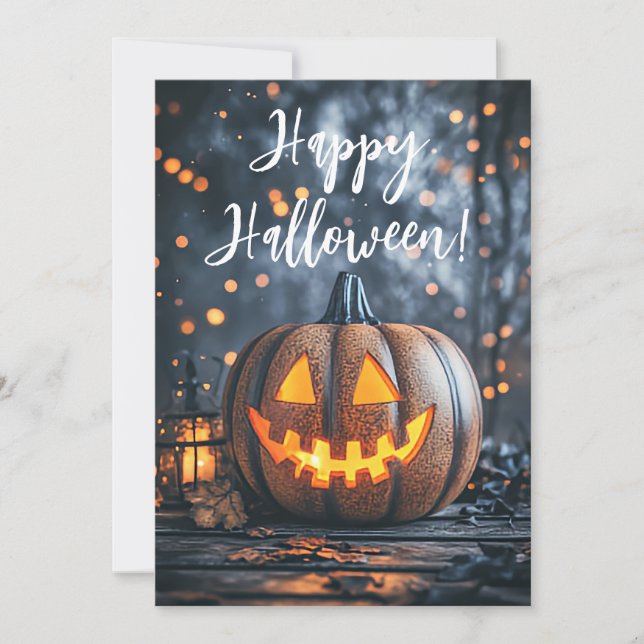 Rustic Pumpkins Halloween Greeting Card (Front)