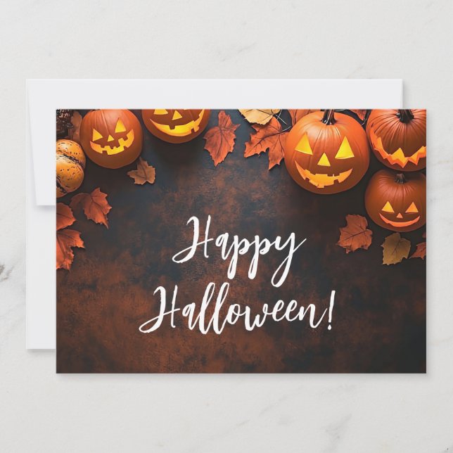Rustic Pumpkins Halloween Greeting Card (Front)