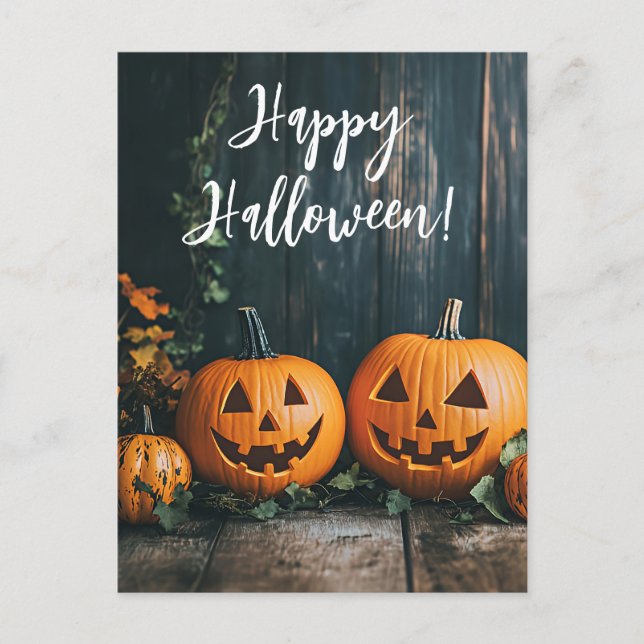 Rustic Pumpkins Halloween Greeting Card (Front)