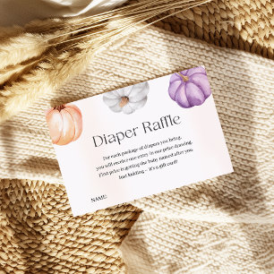 Rustic Pumpkins ORANGE PURPLE WHITE DIAPER RAFFLE Enclosure Card