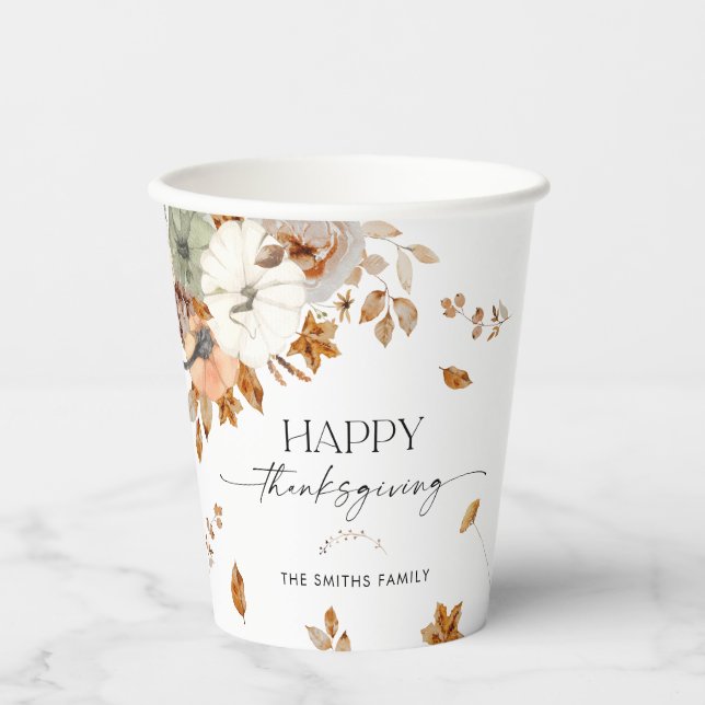 Rustic Pumpkins Thanksgiving Dinner Paper cup (Front)