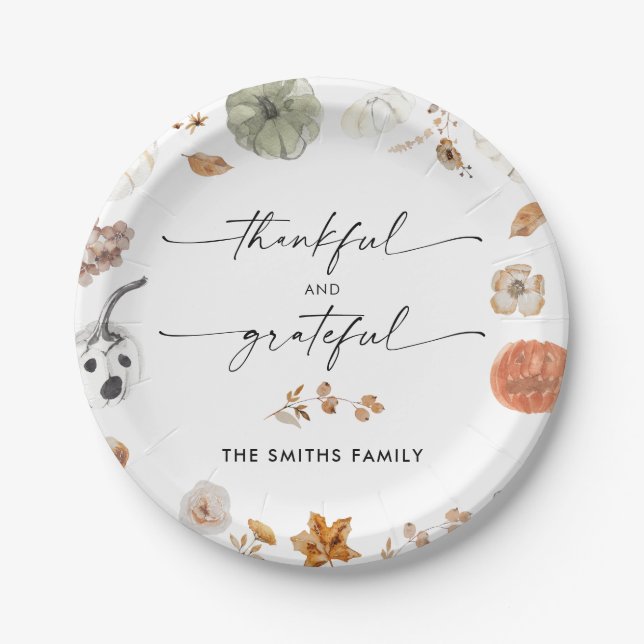 Rustic Pumpkins Thanksgiving Dinner Paper Plate (Front)