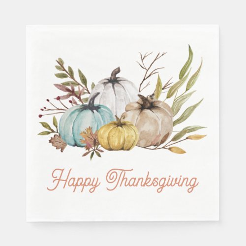 Rustic Pumpkins Thanksgiving Paper Napkins