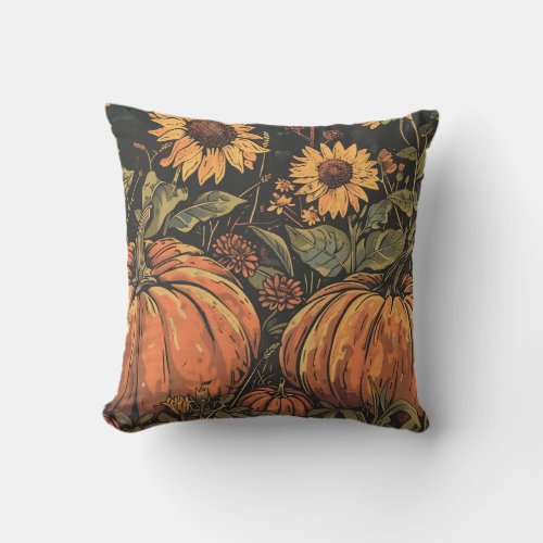 Rustic Pumpkins Throw Pillow