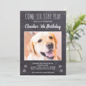 Rustic Puppy Dog Birthday Party Photo Invitation (Standing Front)