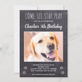 Rustic Puppy Dog Birthday Party Photo Invitation (Front)
