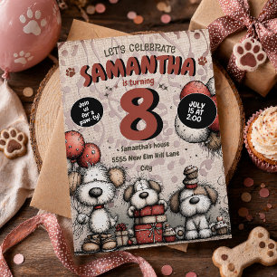 Rustic Puppy Dog Girl's 8th Birthday Invitation