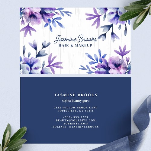 Rustic Purple And Blue Floral Business Card