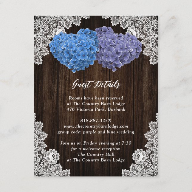 Rustic Purple and Blue Floral Enclosure Card (Front)