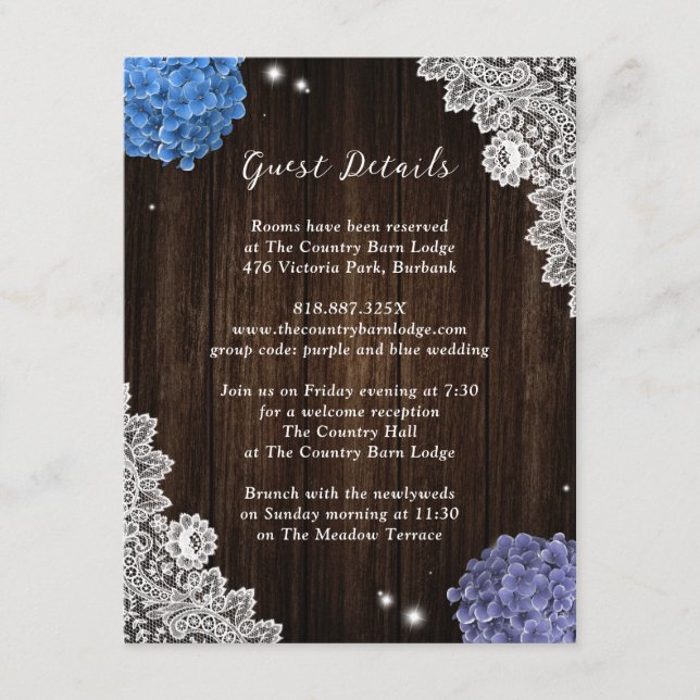 Rustic Purple and Blue Floral Enclosure Card (Front)
