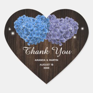 Rustic Purple and Blue Floral Wedding Thank You Heart Sticker