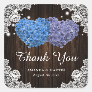 Rustic Purple and Blue Floral Wedding Thank You Square Sticker