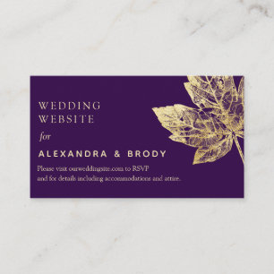 Rustic Purple and Gold Foil Leaves Fall Enclosure Card