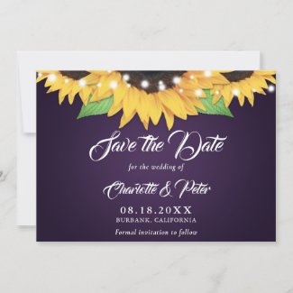 Rustic Purple and Sunflower Wedding Save The Date