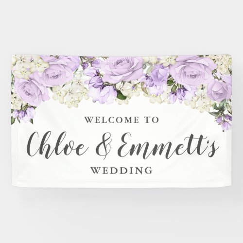 Rustic Purple and White Floral Wedding Banner