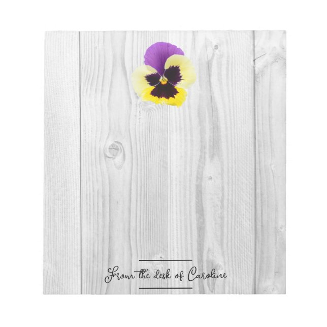 Rustic Purple and Yellow Pansy Notepad (Front)