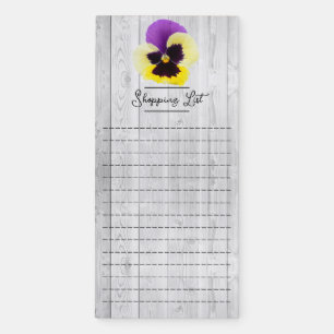 Rustic Purple and Yellow Pansy Shopping List Magnetic Notepad