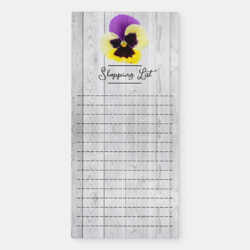 Rustic Purple and Yellow Pansy Shopping List Magnetic Notepad