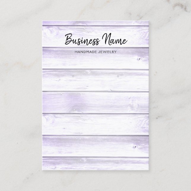 Rustic Purple Barn Wood Earring Jewelry Display Business Card (Front)