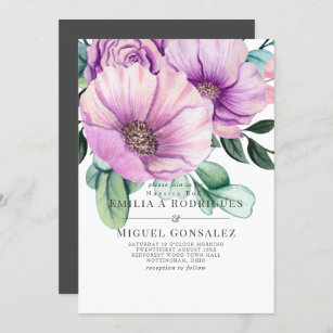 Rustic Purple Bloom Nuestra Boda Spanish Wedding Invitation
