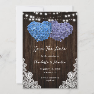 Rustic Purple Blue Wedding Save The Date Card