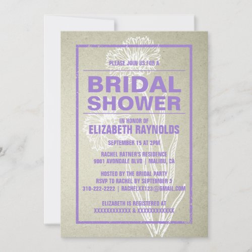 Rustic Purple Bridal Shower Invitations