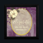 Rustic Purple Bridesmaid Proposal Box<br><div class="desc">Rustic,  modern,  elegant,  floral faux gold and purple Bridesmaid proposal box with watercolor flowers. Perfect choice for contemporary romantic fall or winter weddings!</div>