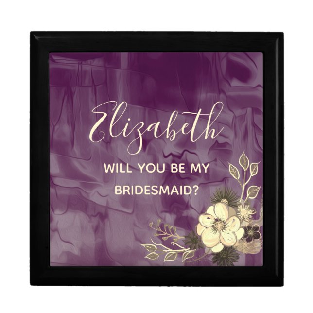 Rustic Purple Bridesmaid Proposal Box (Front)