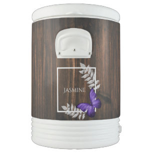 Rustic Purple Butterfly Beverage Cooler