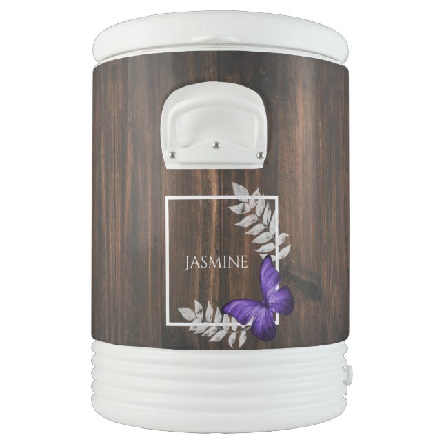 Rustic Purple Butterfly Beverage Cooler (Left)