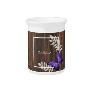 Rustic Purple Butterfly Beverage Pitcher