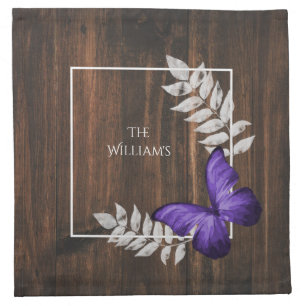 Rustic Purple Butterfly Cloth Napkin