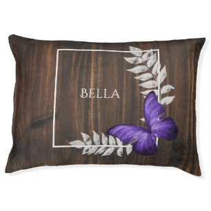 Rustic Purple Butterfly Dog Bed