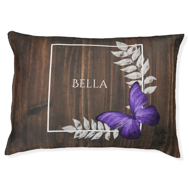 Rustic Purple Butterfly Dog Bed (Front)