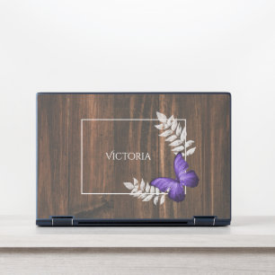 Rustic Purple Butterfly Personalized HP Laptop Skin