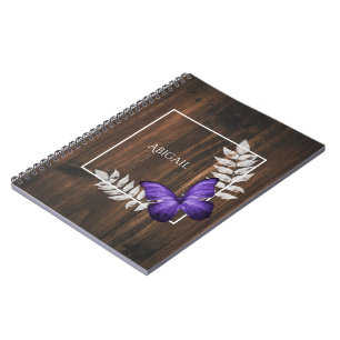 Rustic Purple Butterfly Personalized Notebook
