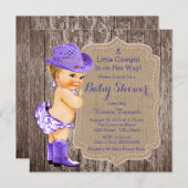 Rustic Purple Cowgirl Baby Shower Invitation (Front/Back)