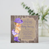 Rustic Purple Cowgirl Baby Shower Invitation (Standing Front)