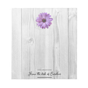Rustic Purple Daisy Personalized Notepad