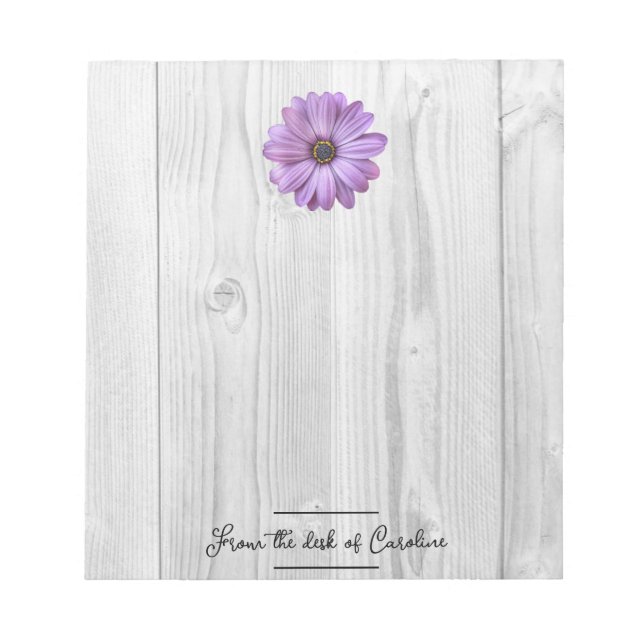 Rustic Purple Daisy Personalized Notepad (Front)
