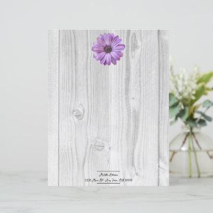 Rustic Purple Daisy Personalized Paper Sheet