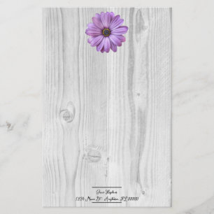 Rustic Purple Daisy Personalized Stationery