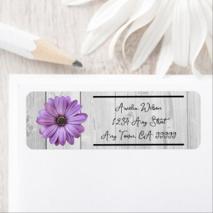 Rustic Purple Daisy Return Address Label