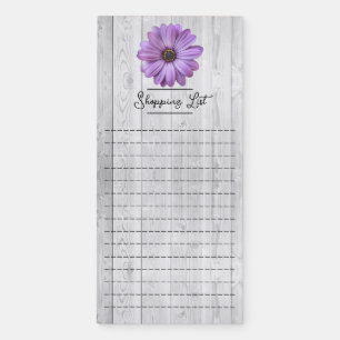 Rustic Purple Daisy Shopping List Magnetic Notepad