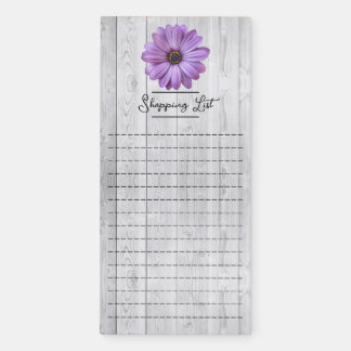 Rustic Purple Daisy Shopping List Magnetic Notepad