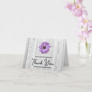 Rustic Purple Daisy Thank You Card