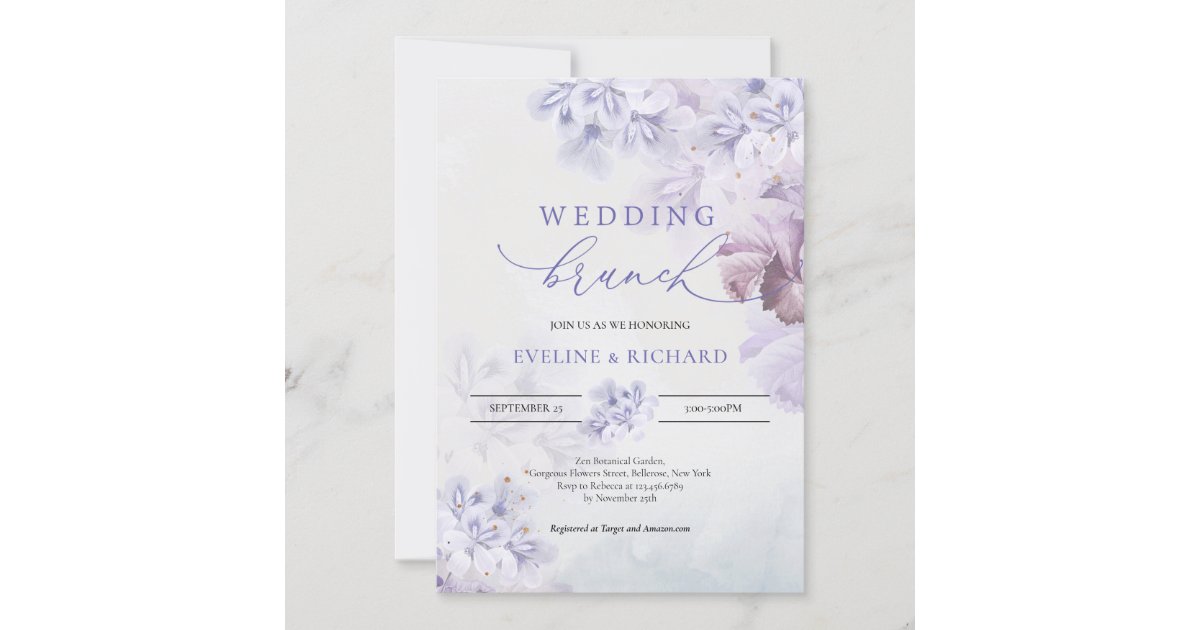 Rustic purple dusty pink spring wedding brunch invitation | Zazzle