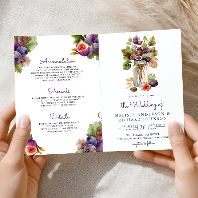 Rustic Purple Fig All in One QR Code Wedding Invitation (Creator Uploaded)